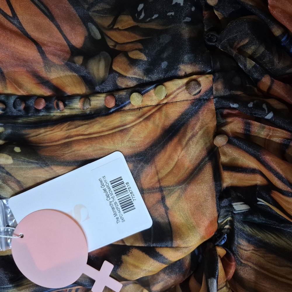 NwT 1X 14 16 Selkie Monarchy Gown Dress Orange Black Wedding Festival Tiktok - Picture 10 of 14